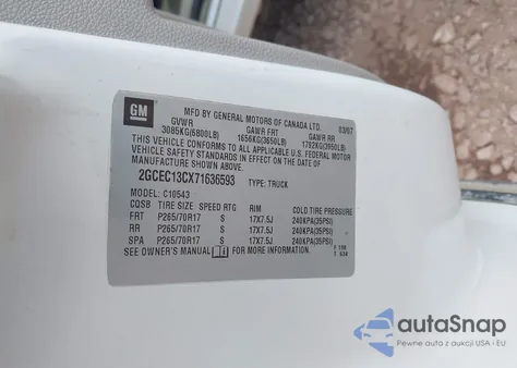 2007 Chevrolet Silverado 1500 Lt1 from USA, damaged, VIN 2GCEC13CX71636593